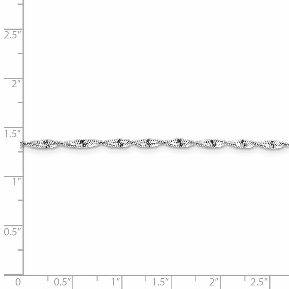 Black Bow Jewelry Company 2mm, Sterling Silver Twisted Solid Herringbone Chain Necklace, 20 Inch