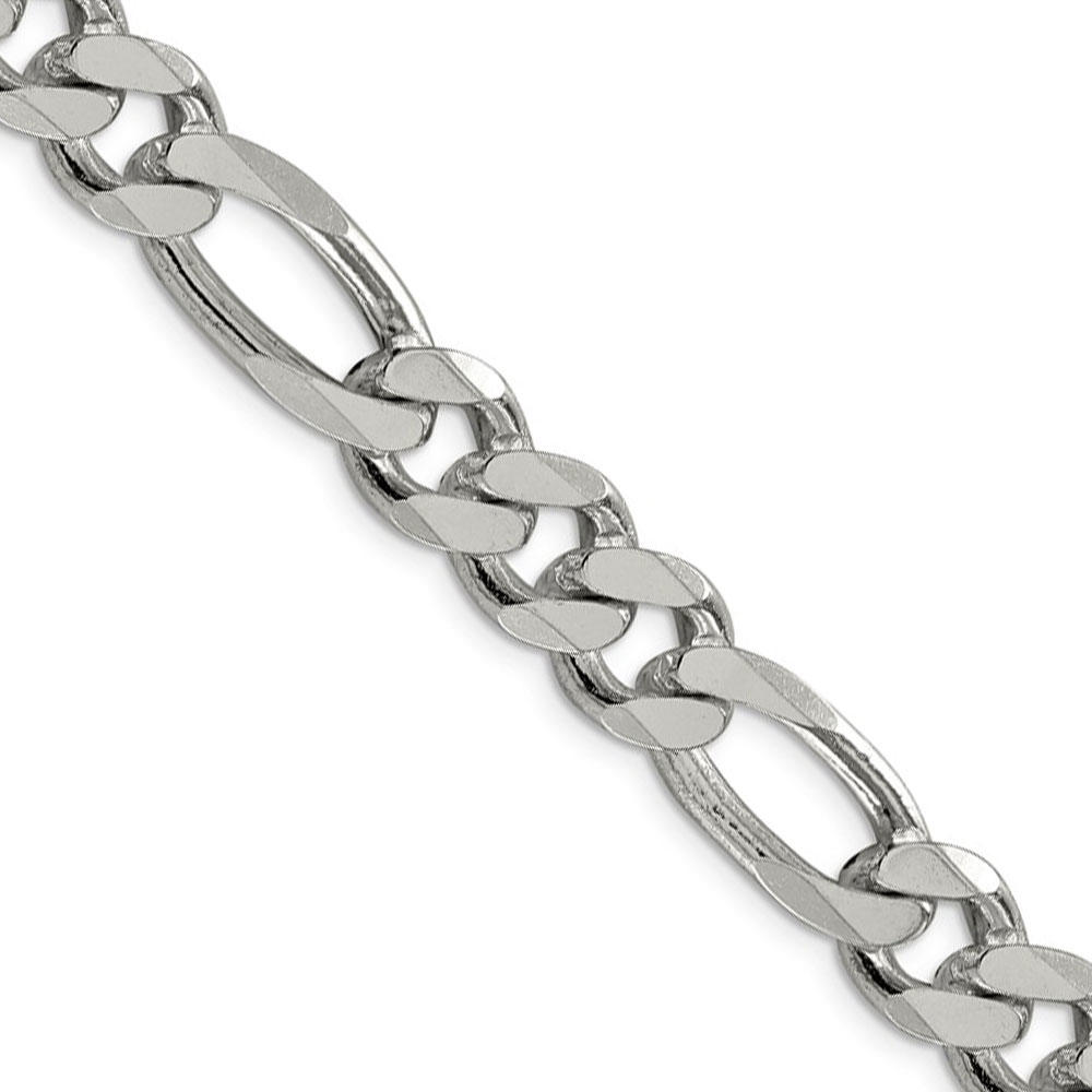 Black Bow Jewelry Company Men's 10.75mm, Sterling Silver, Solid Figaro Chain Necklace, 22 Inch