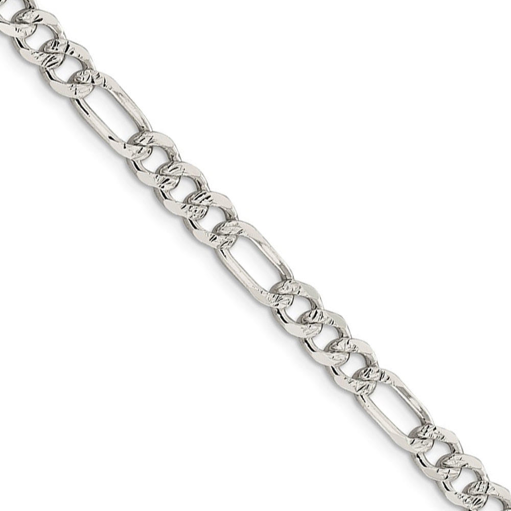 Black Bow Jewelry Company 5.5mm, Sterling Silver, Pave Flat Figaro Chain Necklace, 16 Inch