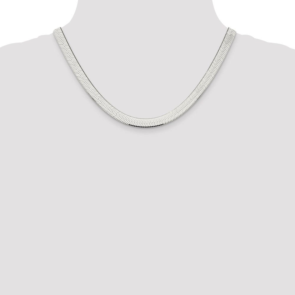 Black Bow Jewelry Company Men's 8mm, Sterling Silver Solid Herringbone Chain Necklace, 18 Inch