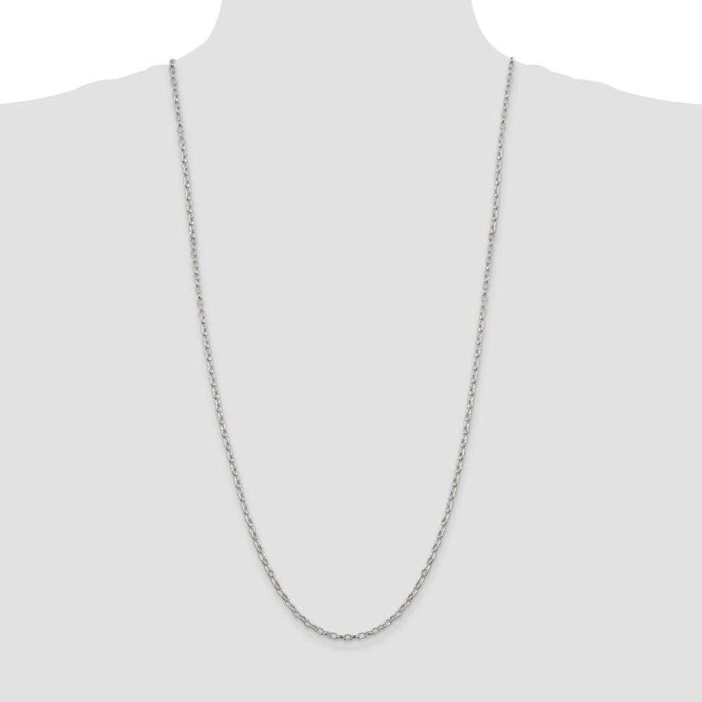 Black Bow Jewelry Company 3mm, Sterling Silver Fancy Solid Rolo Chain Necklace, 30 Inch