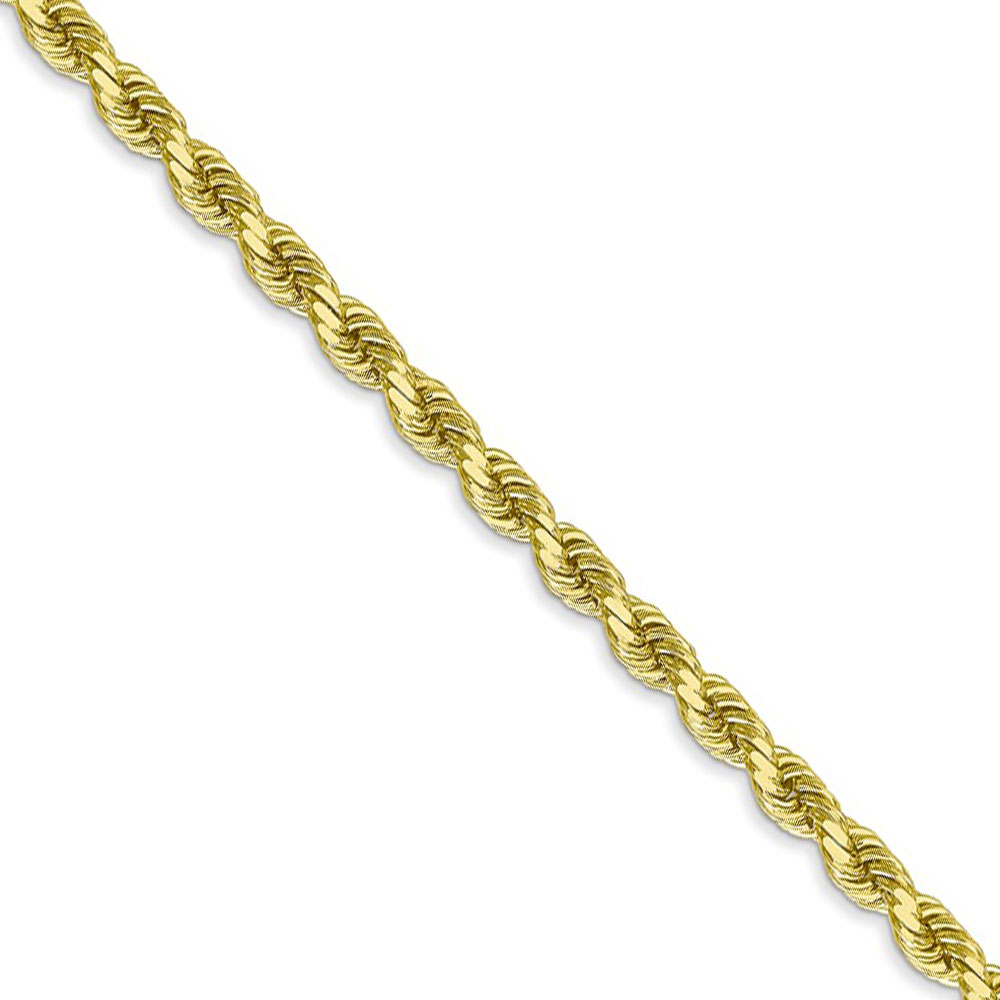 Black Bow Jewelry Company 3.5mm, 10k Yellow Gold Diamond Cut Solid Rope Chain Necklace, 24 Inch