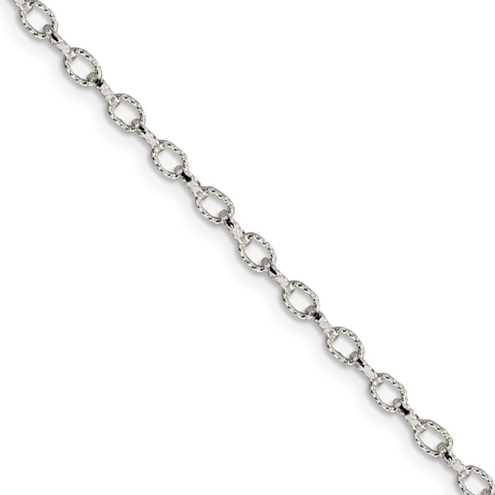 Black Bow Jewelry Company 3mm, Sterling Silver Fancy Solid Rolo Chain Bracelet, 7 Inch