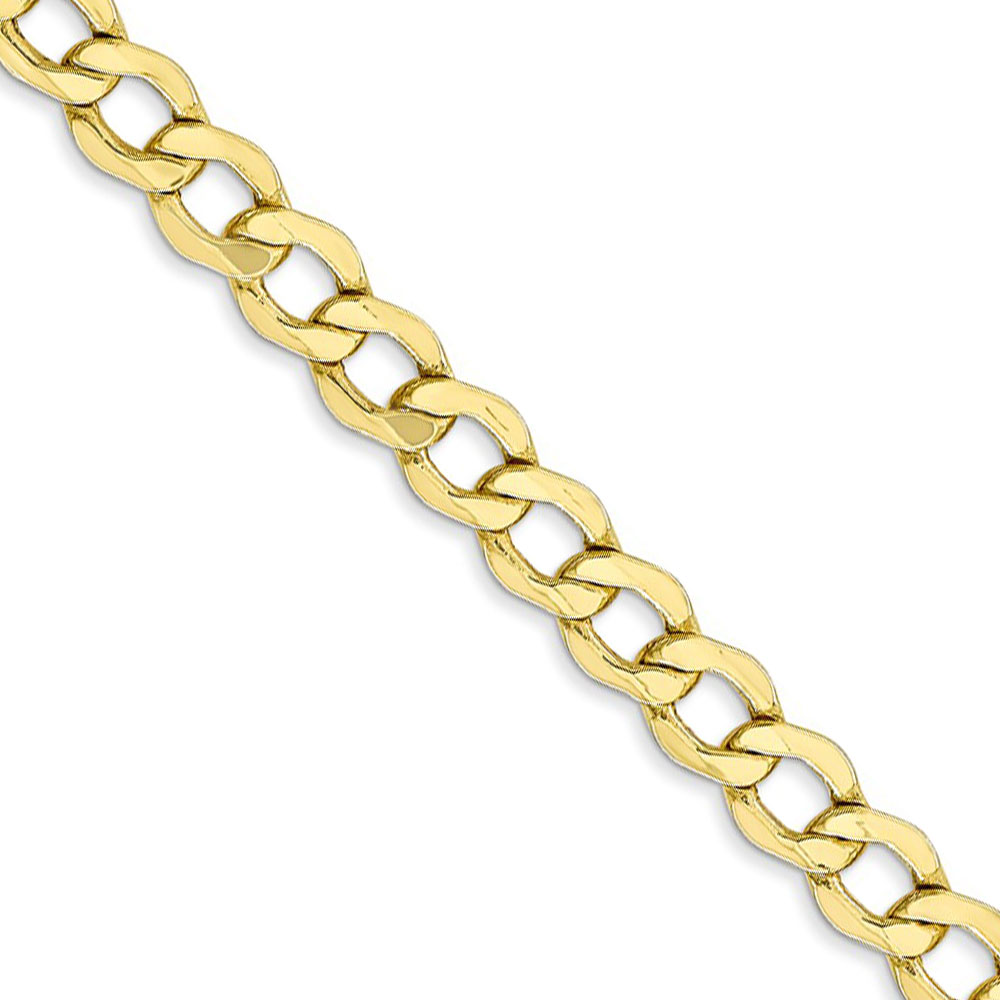 Black Bow Jewelry Company 5.25mm, 10k Yellow Gold Hollow Curb Link Chain Necklace, 20 Inch