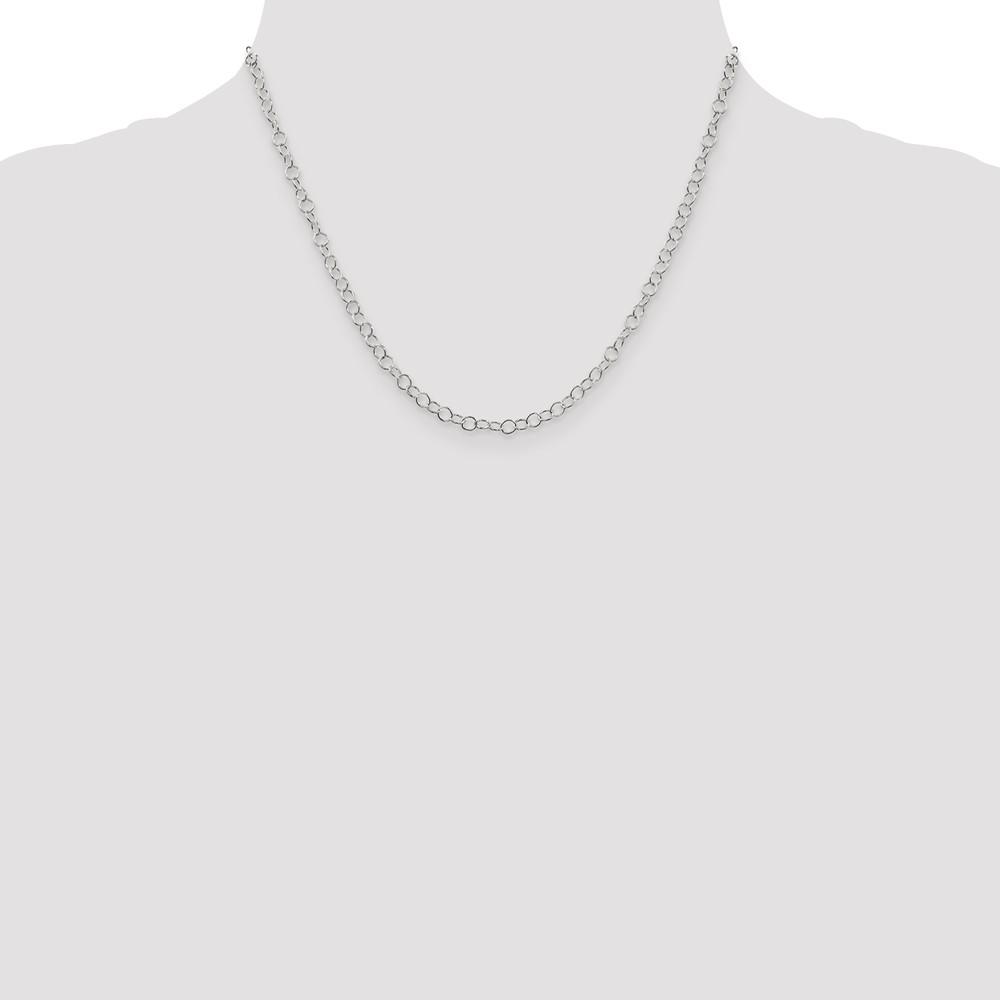 Black Bow Jewelry Company 3.5mm, Sterling Silver Fancy Solid Cable Link Necklace, 18 Inch