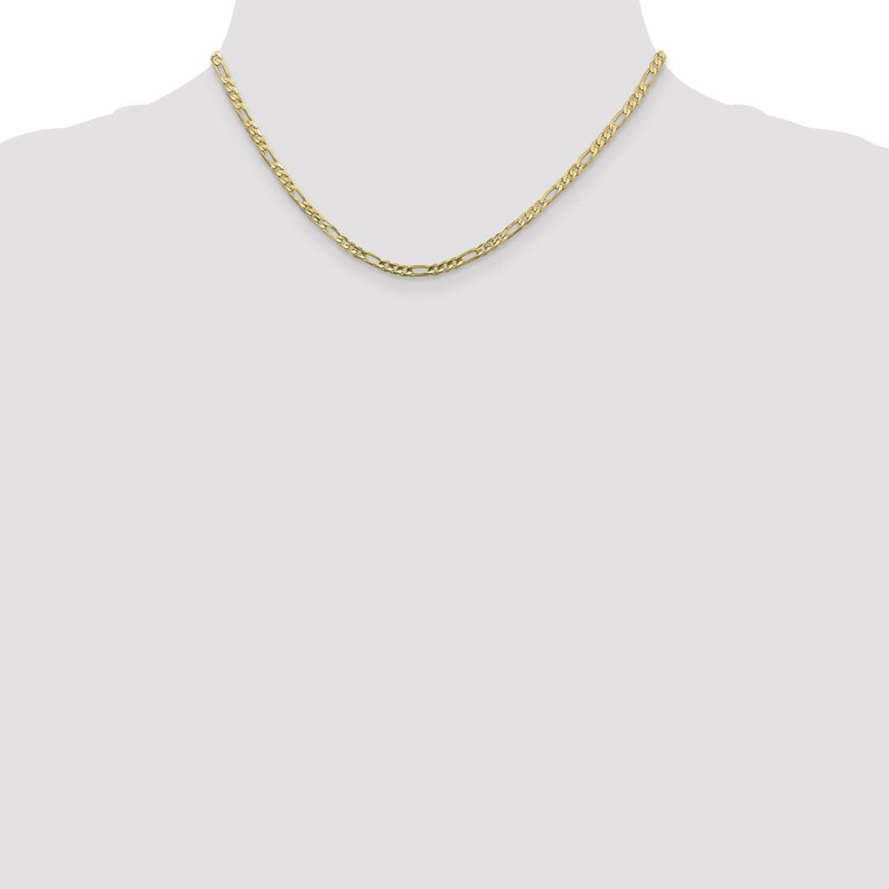Black Bow Jewelry Company 3mm, 10k Yellow Gold, Concave Figaro Chain Necklace, 16 Inch