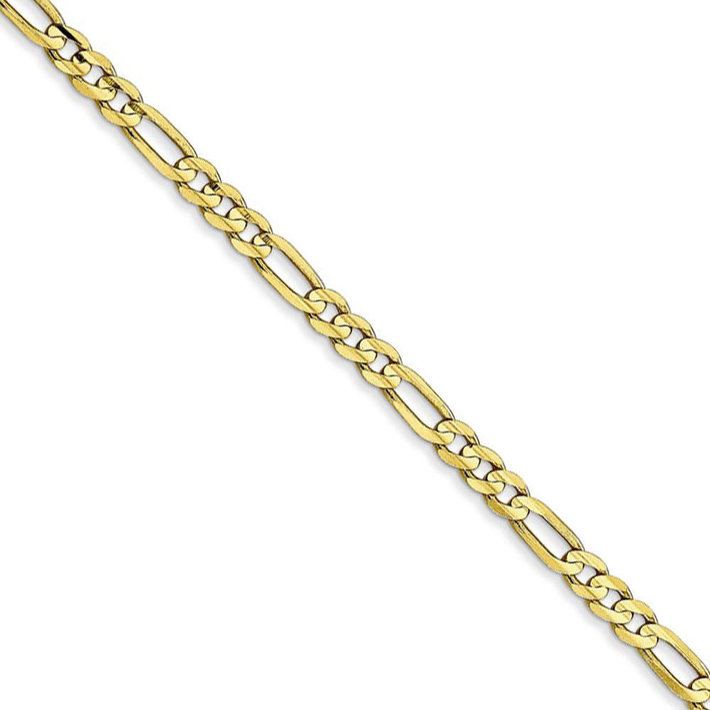 Black Bow Jewelry Company 3mm, 10k Yellow Gold, Concave Figaro Chain Necklace, 16 Inch