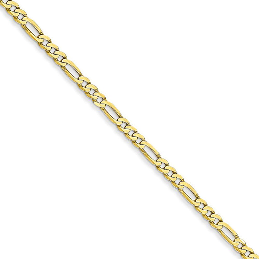 Black Bow Jewelry Company 2.2mm, 10k Yellow Gold, Solid Figaro Chain Necklace, 24 Inch