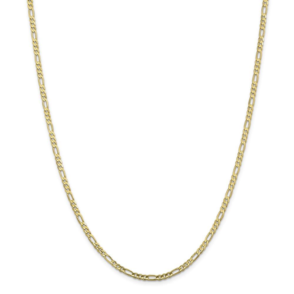 Black Bow Jewelry Company 3mm, 10k Yellow Gold, Concave Figaro Chain Necklace, 18 Inch