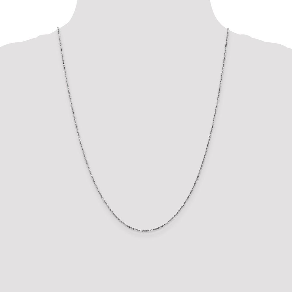 Black Bow Jewelry Company 0.8mm, 10k White Gold, Baby Rope Chain Necklace, 24 Inch