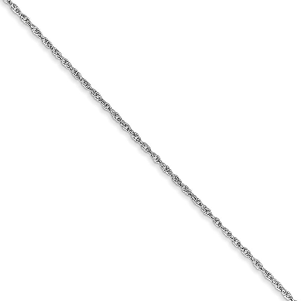 Black Bow Jewelry Company 0.8mm, 10k White Gold, Baby Rope Chain Necklace, 24 Inch
