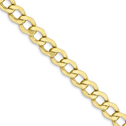 Black Bow Jewelry Company 5.25mm, 10k Yellow Gold Hollow Curb Link Chain Necklace
