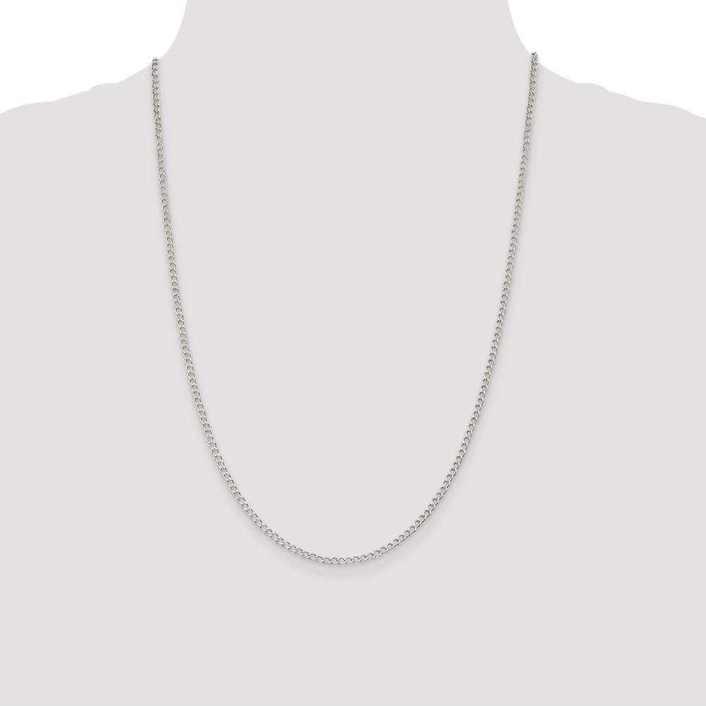 Black Bow Jewelry Company 2.5mm, Sterling Silver Open Solid Curb Chain Necklace, 24 Inch