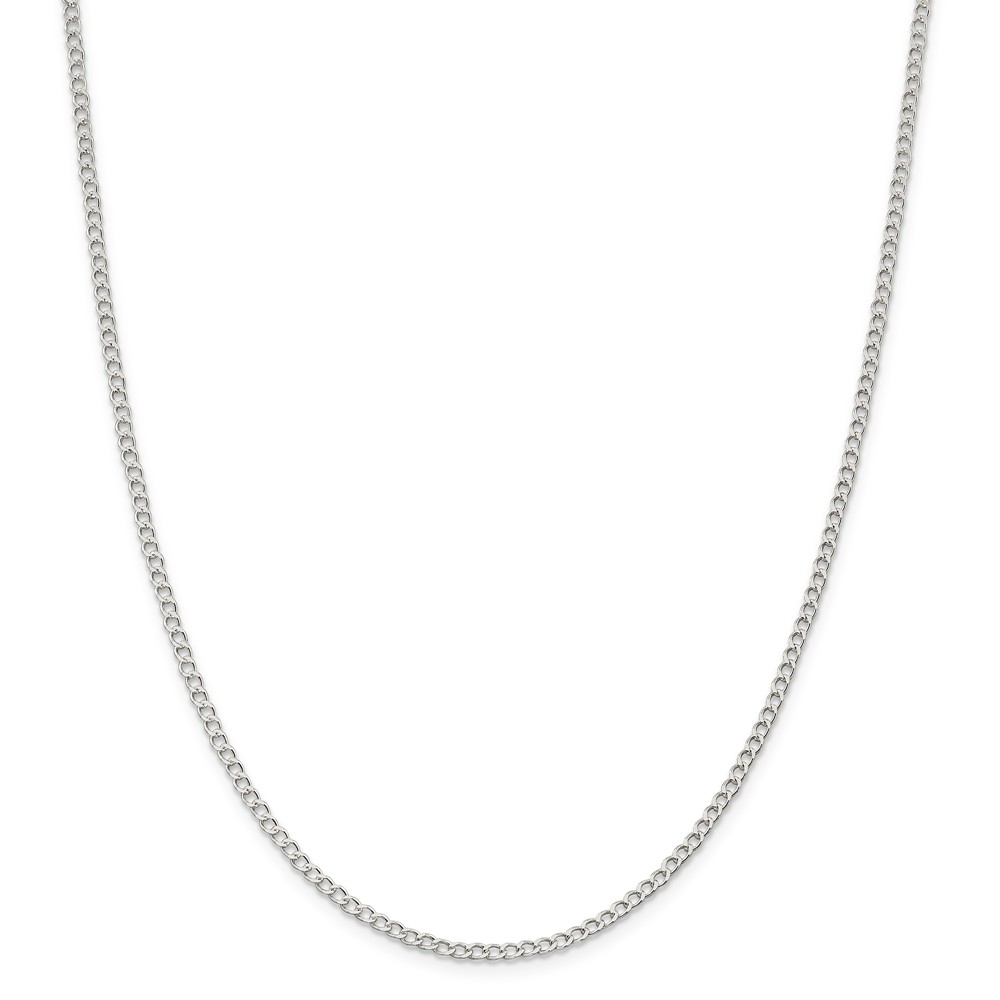 Black Bow Jewelry Company 2.5mm, Sterling Silver Open Solid Curb Chain Necklace, 24 Inch