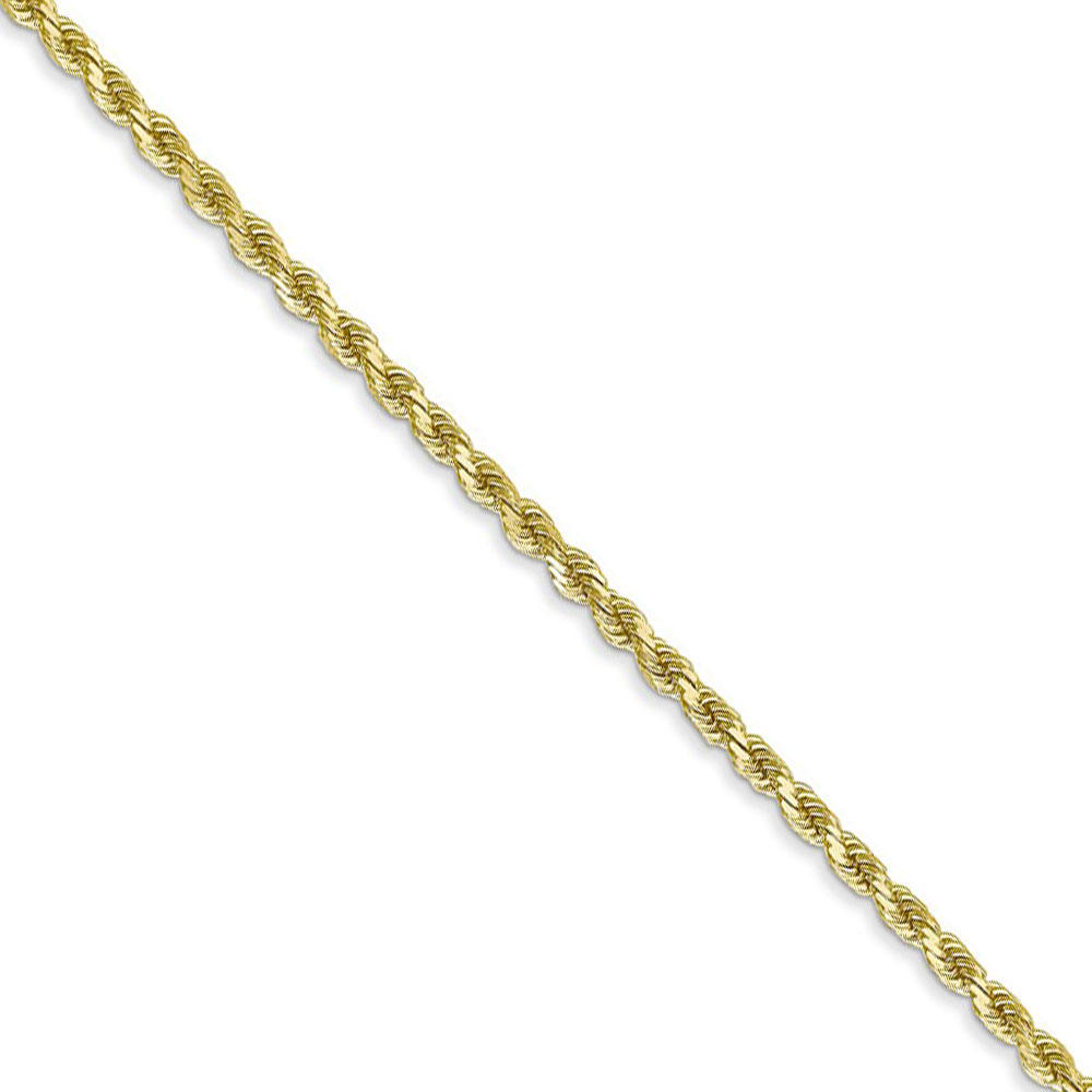 Black Bow Jewelry Company 2mm 10k Yellow Gold Diamond Cut Solid Rope Chain Necklace, 16 Inch