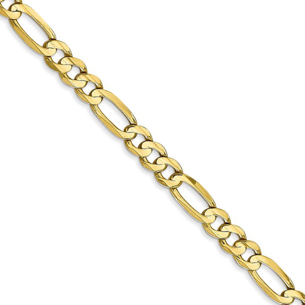 Black Bow Jewelry Company 4.5mm, 10k Yellow Gold, Concave Figaro Chain Necklace, 18 Inch
