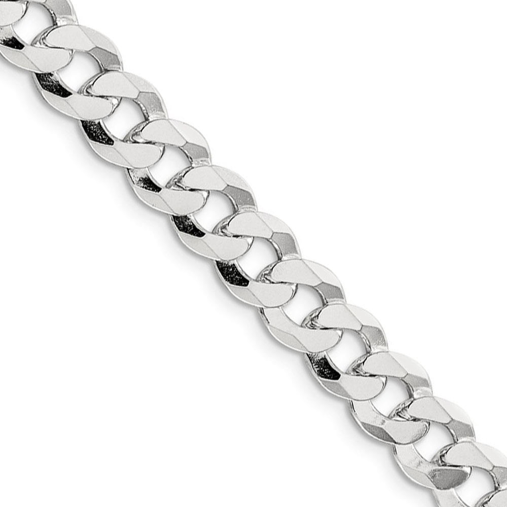 Black Bow Jewelry Company Men's 8.5mm Sterling Silver Solid Flat Curb Chain Necklace