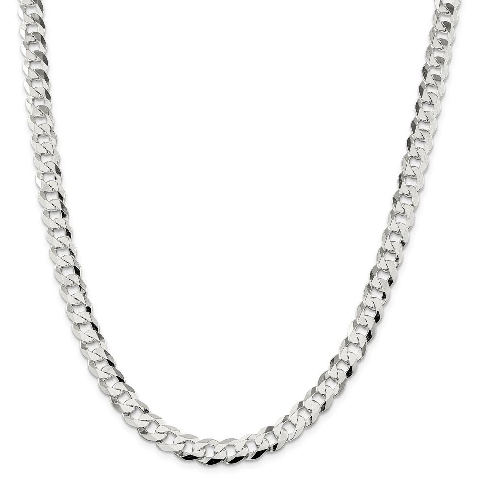Black Bow Jewelry Company Men's 8.5mm Sterling Silver Solid Flat Curb Chain Necklace