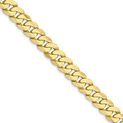 Black Bow Jewelry Company Men's 6.1mm 10k Yellow Gold Flat Beveled Curb Chain Necklace