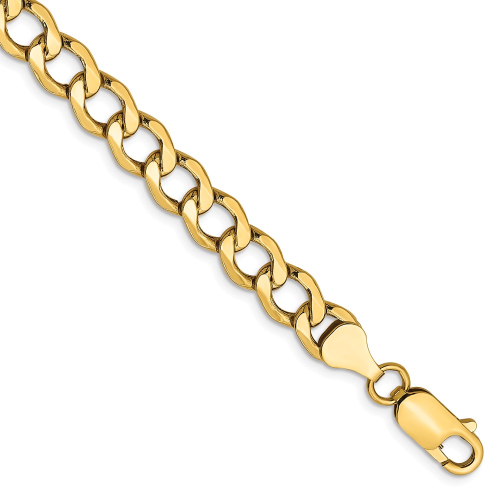 Black Bow Jewelry Company Men's 6.5mm, 14k Yellow Gold, Hollow Curb Link Chain Bracelet