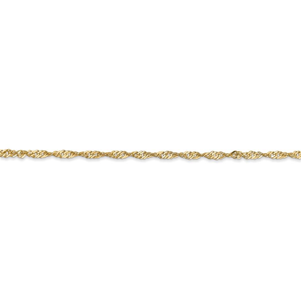 Black Bow Jewelry Company 1.7mm, 14k Yellow Gold, Singapore Chain Anklet, 10 Inch