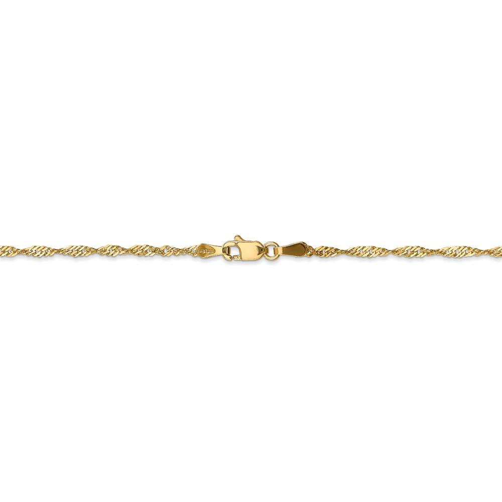Black Bow Jewelry Company 1.7mm, 14k Yellow Gold, Singapore Chain Anklet, 10 Inch