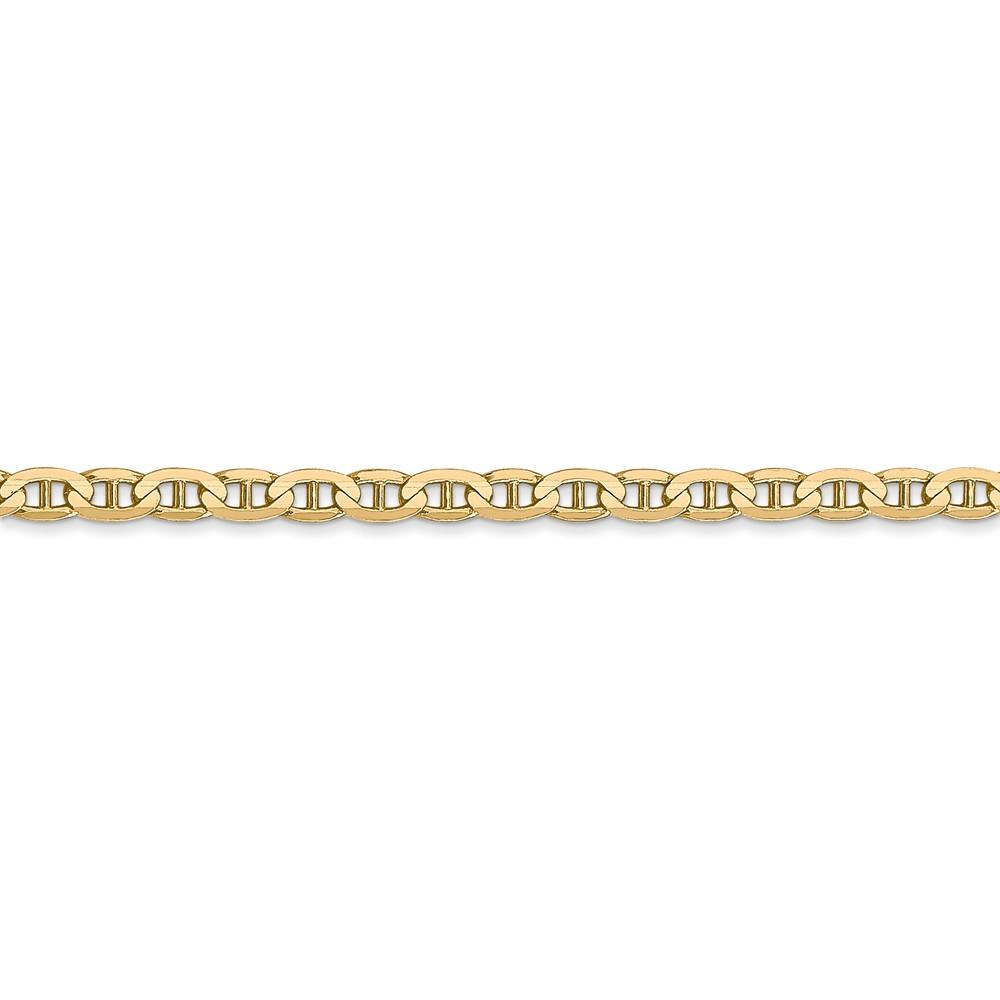 Black Bow Jewelry Company 3mm, 14k Yellow Gold, Solid Concave Anchor Chain Anklet