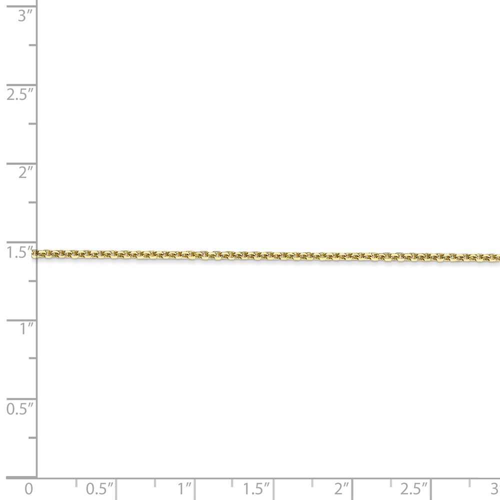 Black Bow Jewelry Company 1.3mm, 10k Yellow Gold, Diamond Cut Cable Chain Anklet, 9 Inch