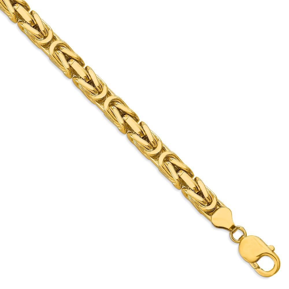 Black Bow Jewelry Company 6.5mm, 14k Yellow Gold, Solid Byzantine Chain Bracelet