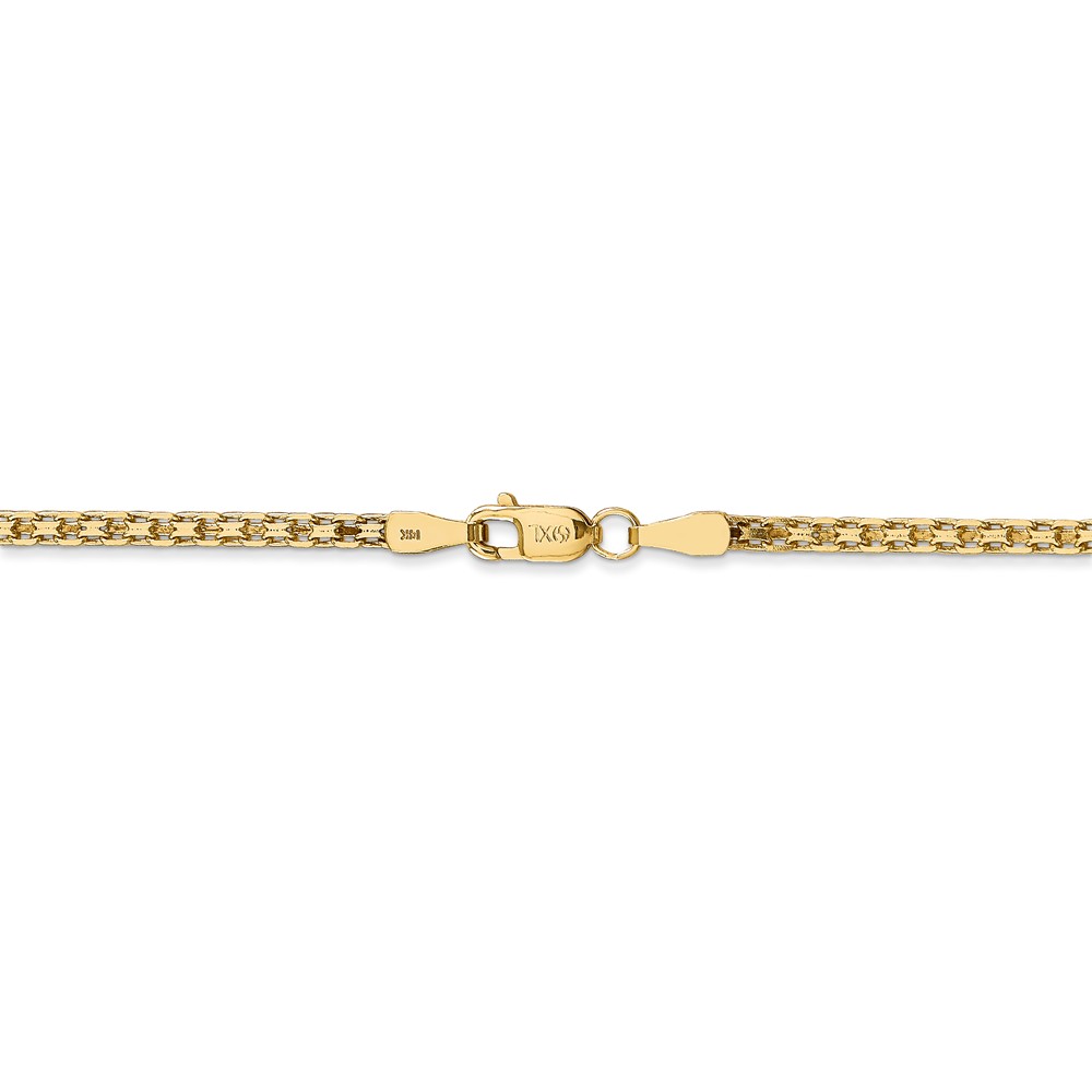 Black Bow Jewelry Company 2mm, 14k Yellow Gold, Flat Bismark Mesh Chain Bracelet, 7 Inch