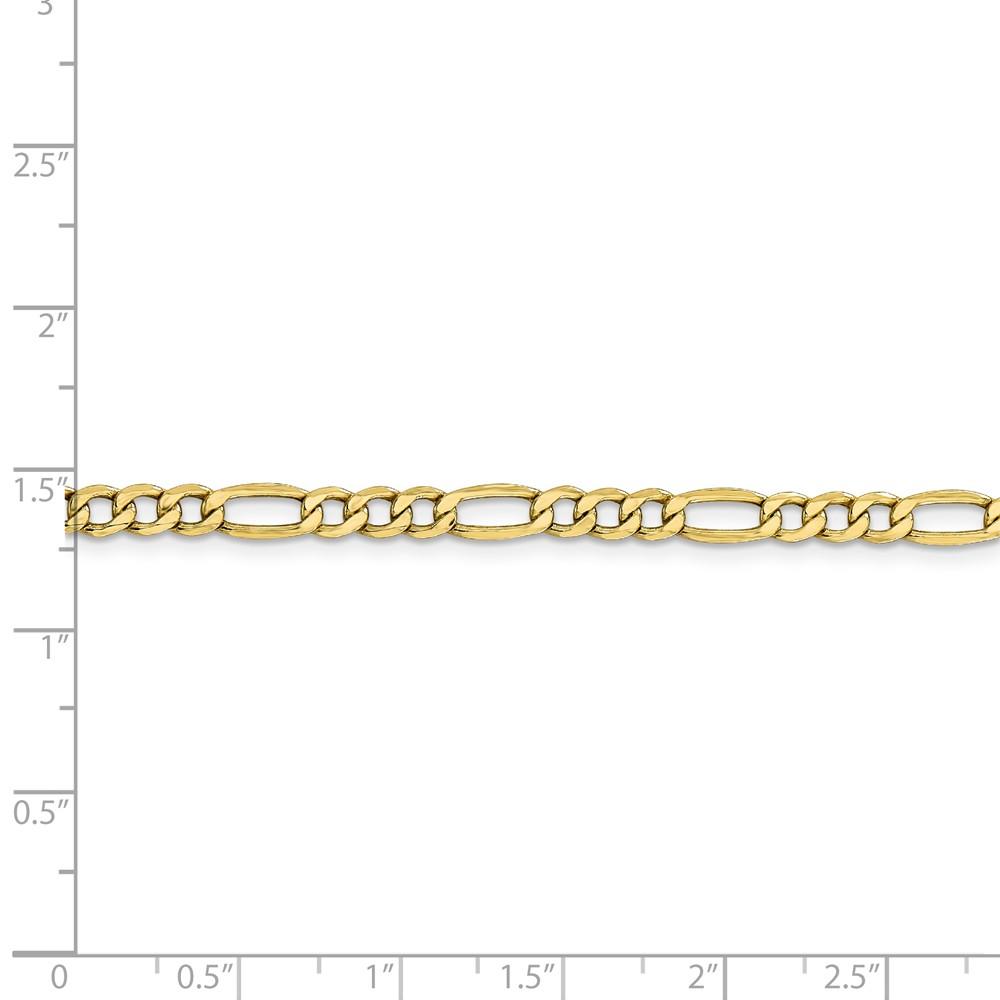 Black Bow Jewelry Company 4.5mm, 10k Yellow Gold Hollow Figaro Chain Bracelet, 8 Inch
