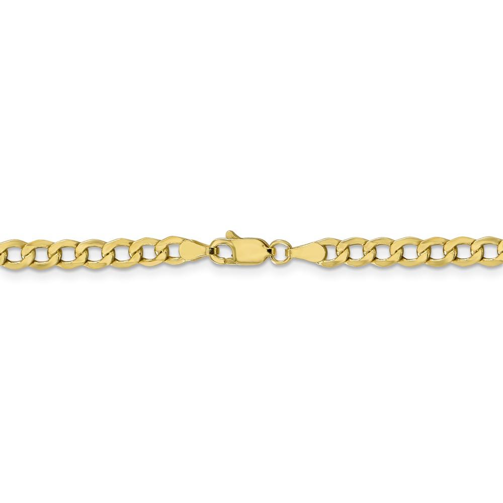 Black Bow Jewelry Company 4.3mm, 10k Yellow Gold Hollow Curb Link Chain Bracelet, 8 Inch