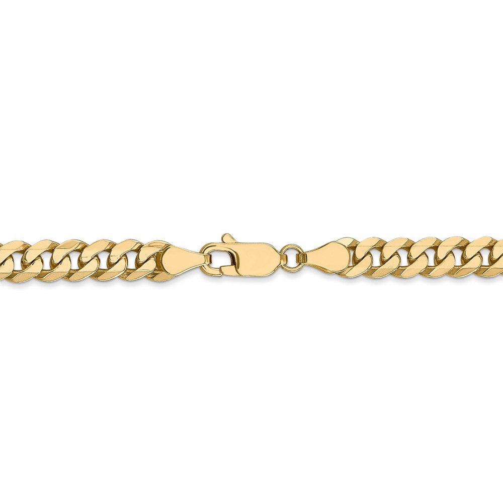Black Bow Jewelry Company Men's 5.75mm 14k Yellow Gold Beveled Solid Curb Chain Bracelet, 8 Inch