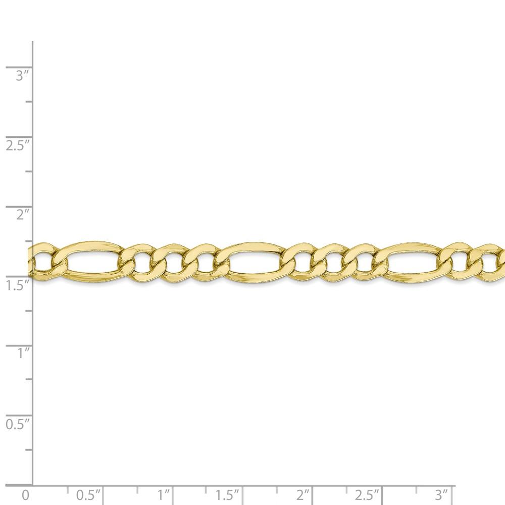 Black Bow Jewelry Company Men's 7.3mm, 10k Yellow Gold Hollow Figaro Chain Bracelet