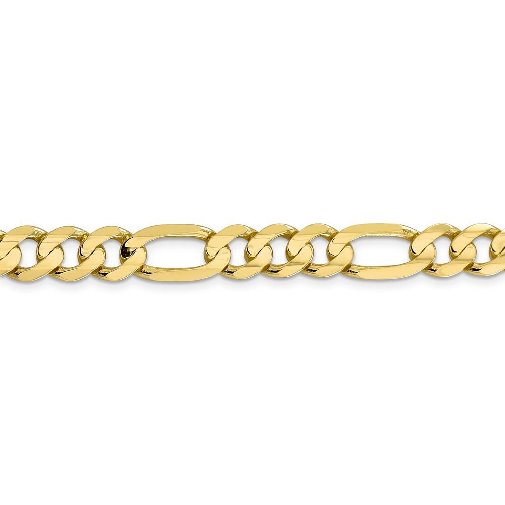 Black Bow Jewelry Company Men's 8.75mm, 10k Yellow Gold, Concave Figaro Chain Bracelet, 8 Inch