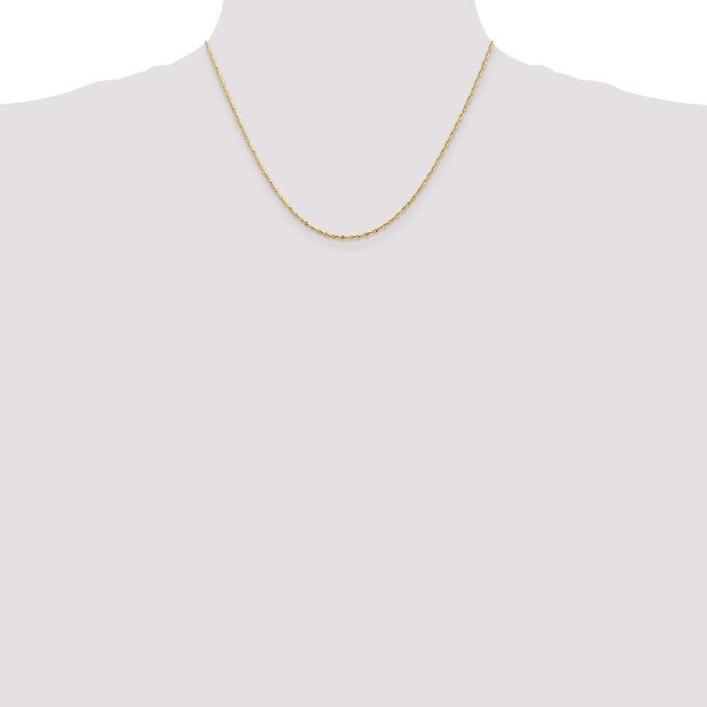 Black Bow Jewelry Company 1.5mm, 10k Yellow Gold Lightweight D/C Rope Chain Necklace, 18 Inch