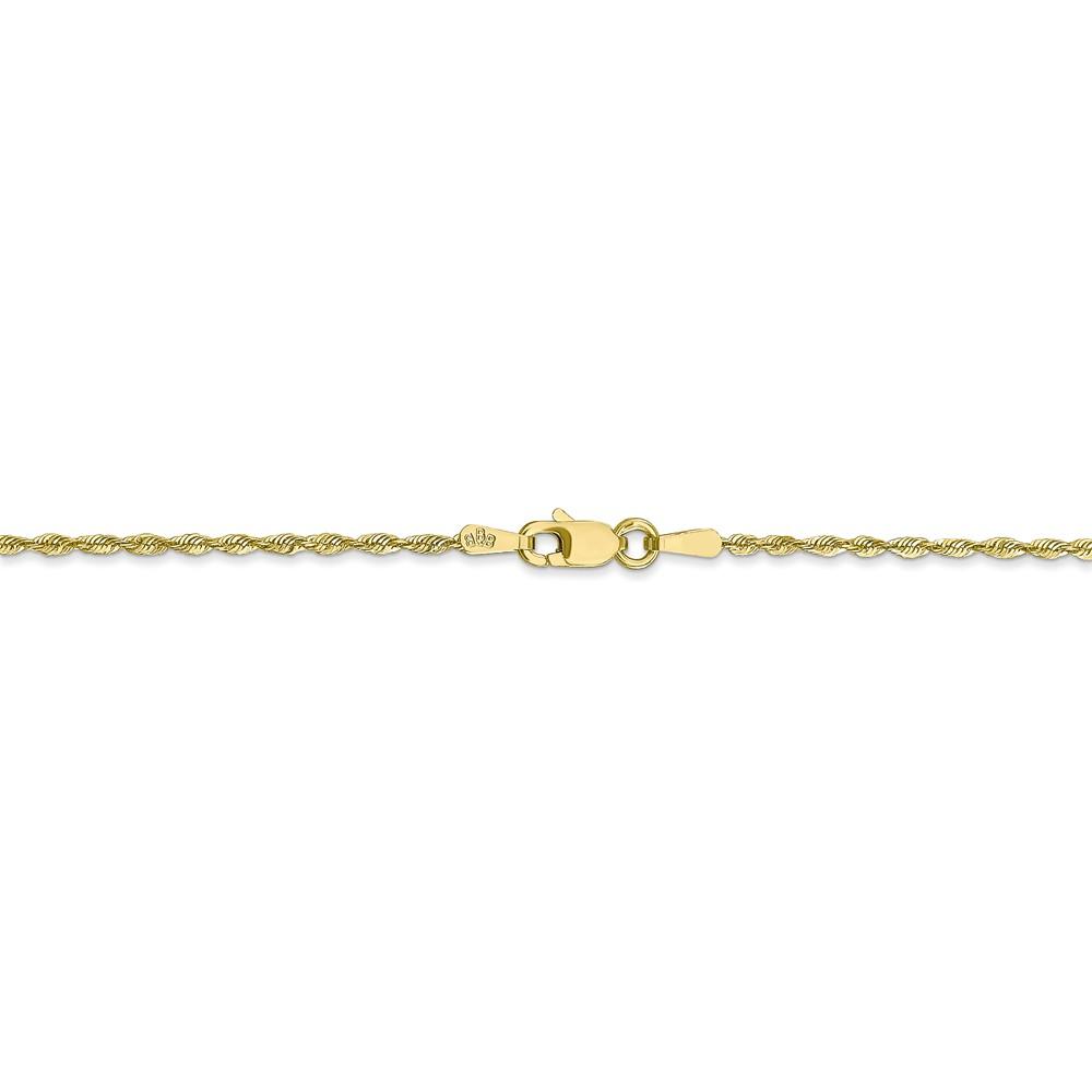 Black Bow Jewelry Company 1.5mm, 10k Yellow Gold Lightweight D/C Rope Chain Necklace, 18 Inch