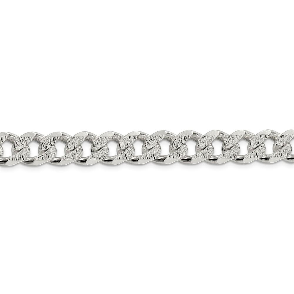 Black Bow Jewelry Company Men's 10.5mm, Sterling Silver Solid Pave Curb Chain Bracelet, 8 Inch
