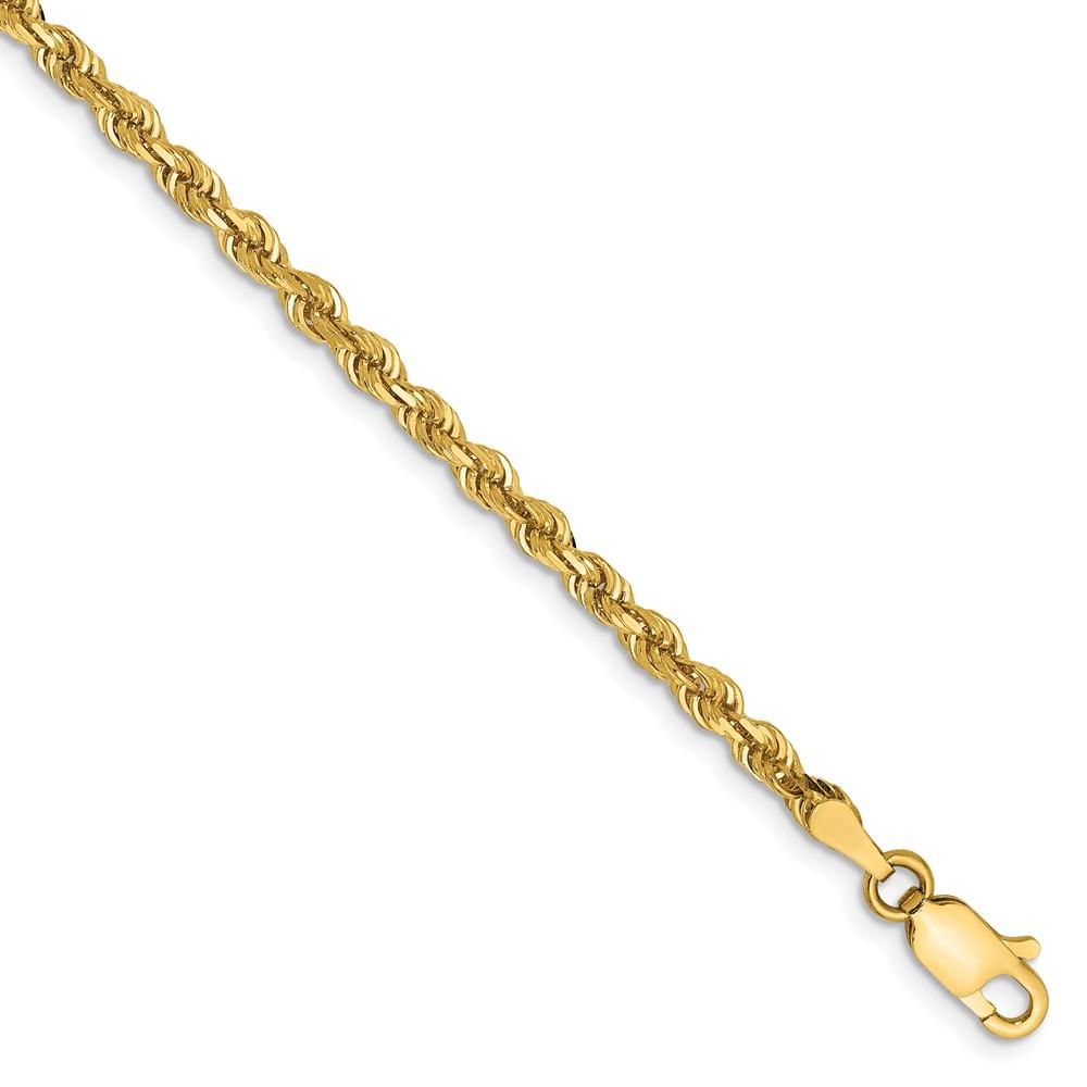 Black Bow Jewelry Company 3mm, 14k Yellow Gold, Quadruple Rope Chain Anklet or Bracelet, 9 Inch