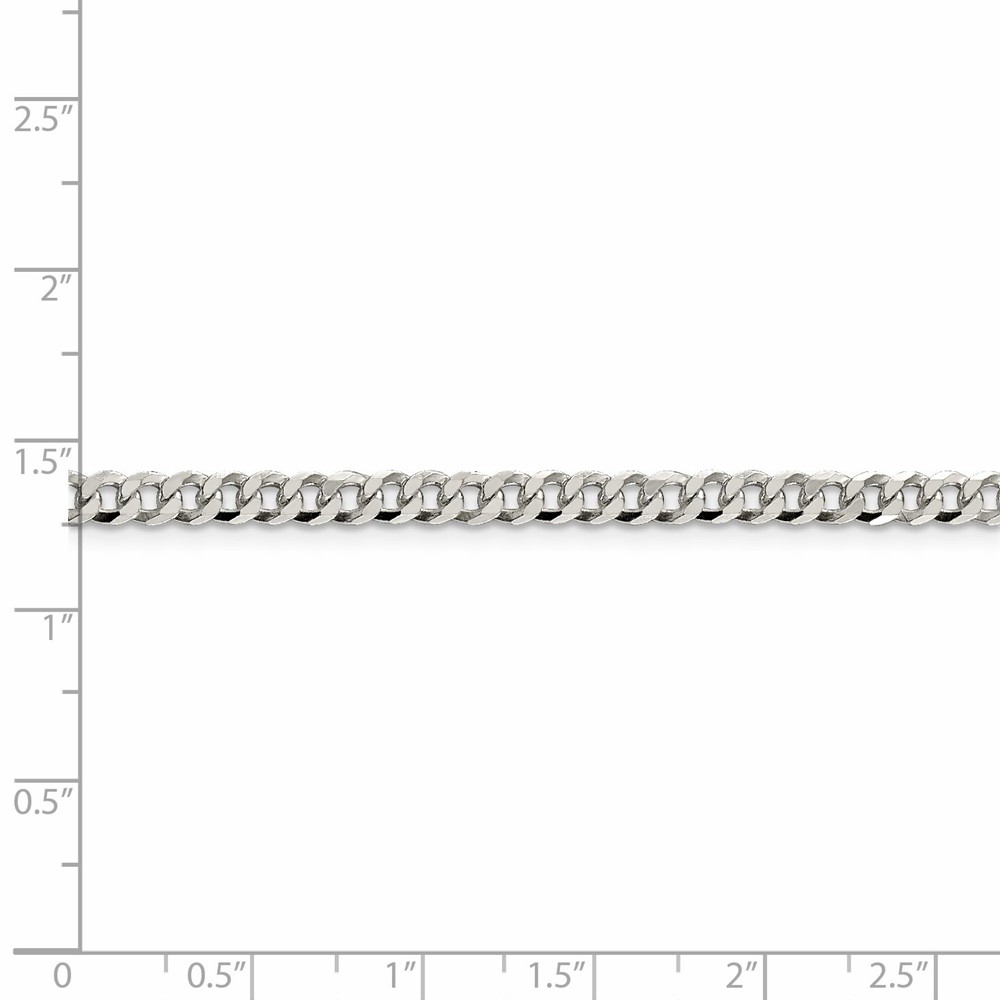 Black Bow Jewelry Company 4mm, Sterling Silver, Solid Beveled Curb Chain Bracelet, 7 Inch