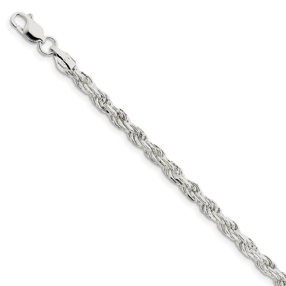 Black Bow Jewelry Company 4.75mm, Sterling Silver Diamond Cut Solid Rope Chain Bracelet, 8 Inch