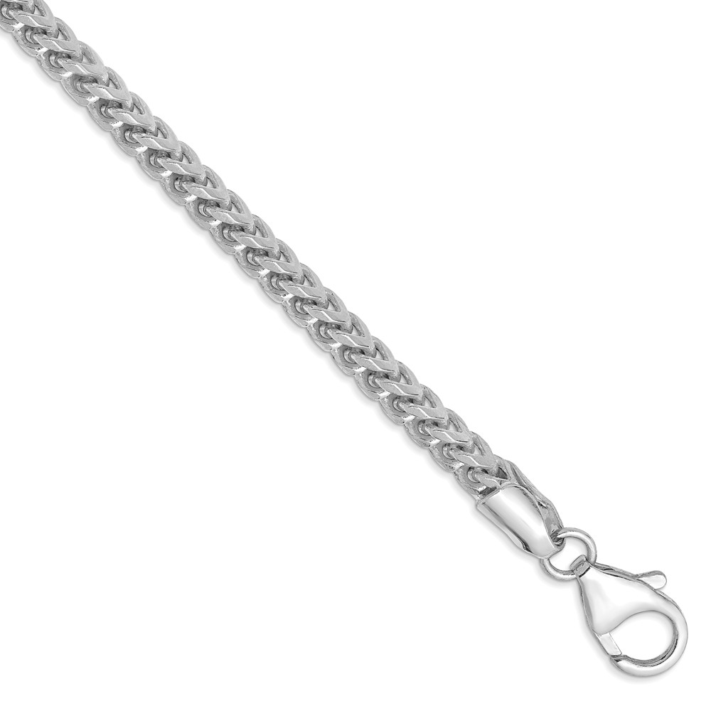 Black Bow Jewelry Company 3mm, 14k White Gold, Solid Franco Chain Bracelet, 8 Inch