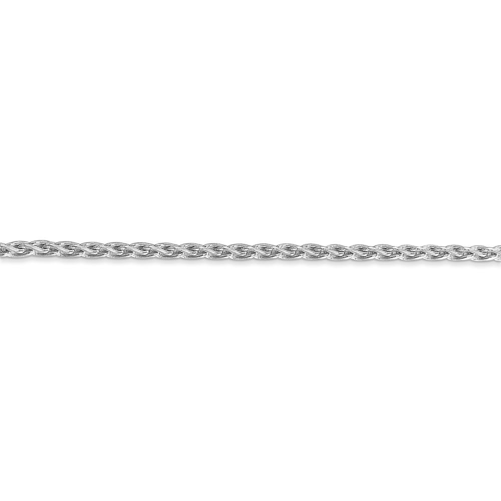 Black Bow Jewelry Company 2.25mm, 14k White Gold, Round Solid Wheat Chain Bracelet, 7 Inch