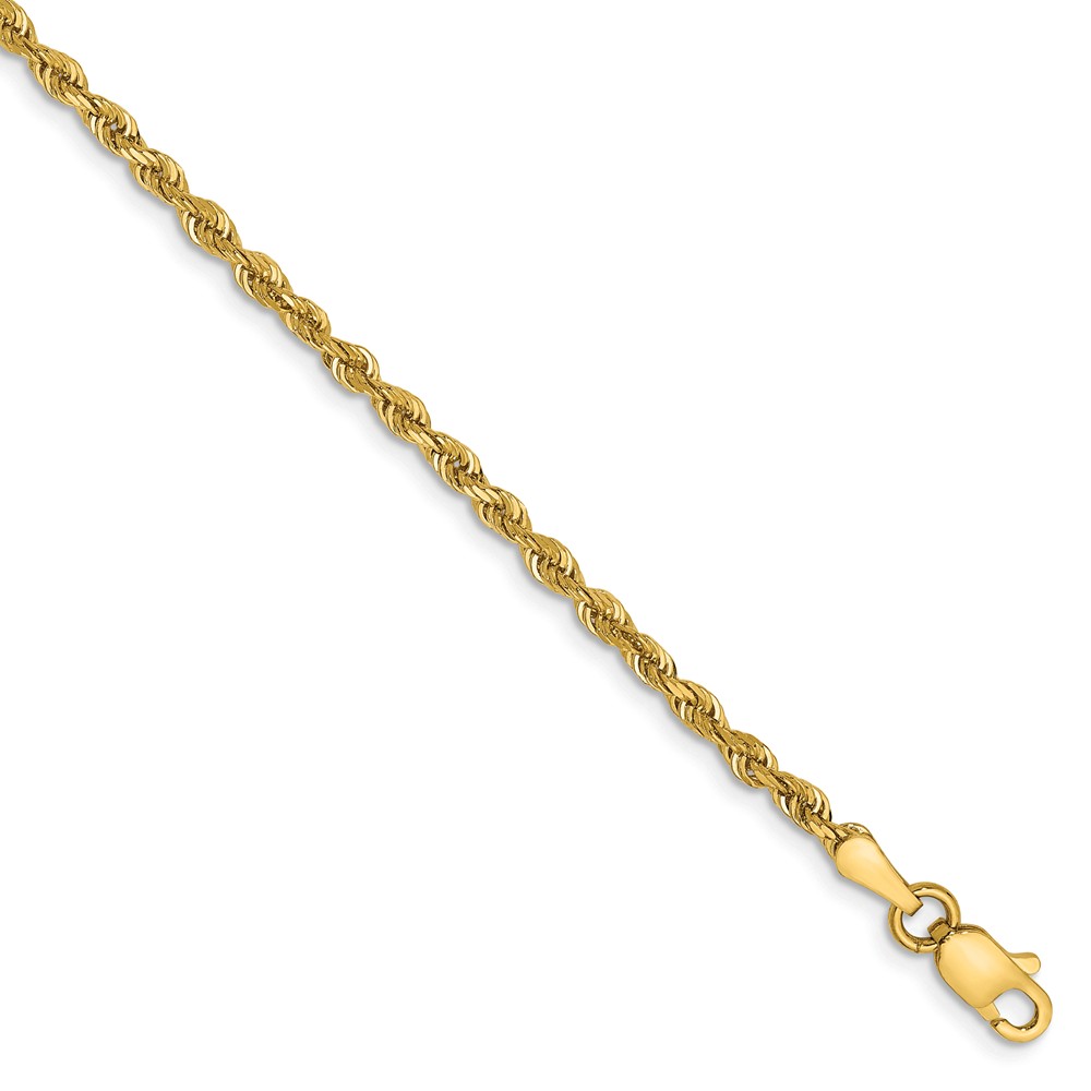 Black Bow Jewelry Company 2.25mm, 14k Yellow Gold, Quadruple Rope Chain Anklet, 10 Inch