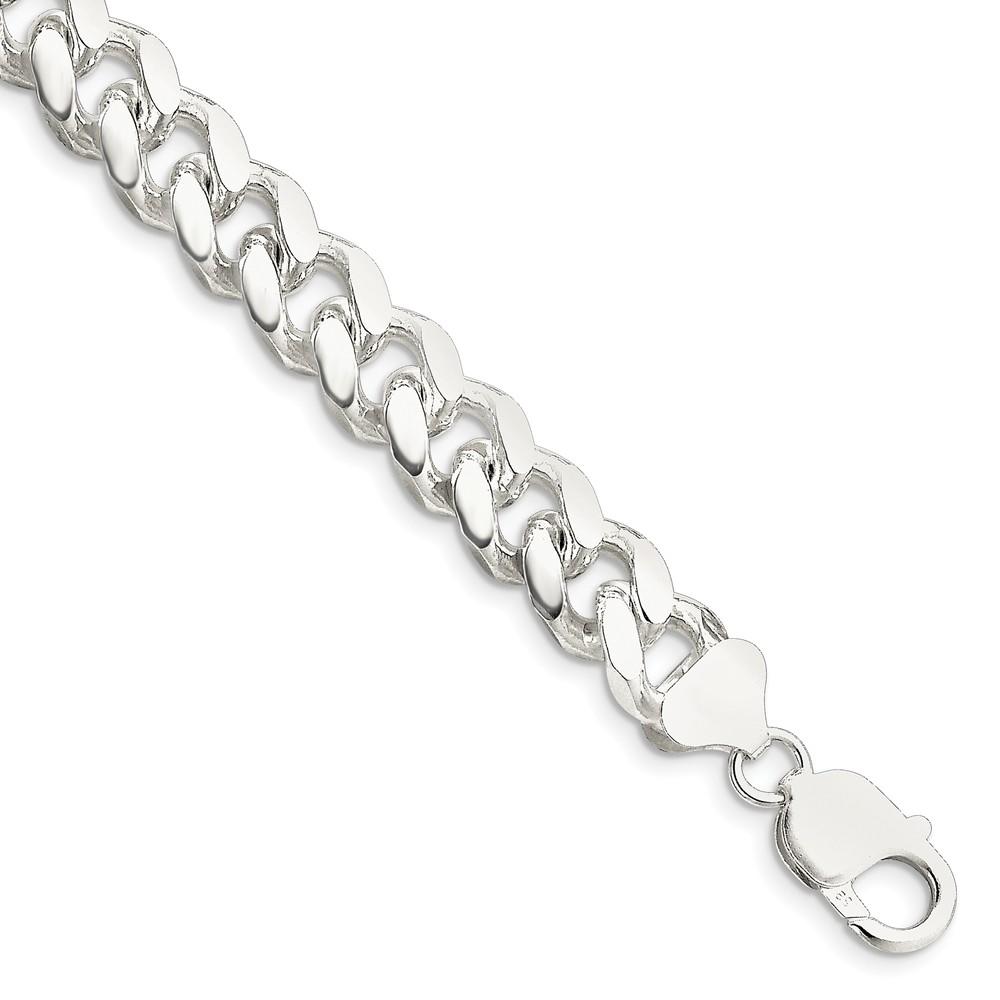 Black Bow Jewelry Company Men's 10.5mm, Sterling Silver Solid Domed Curb Chain Bracelet, 9 Inch