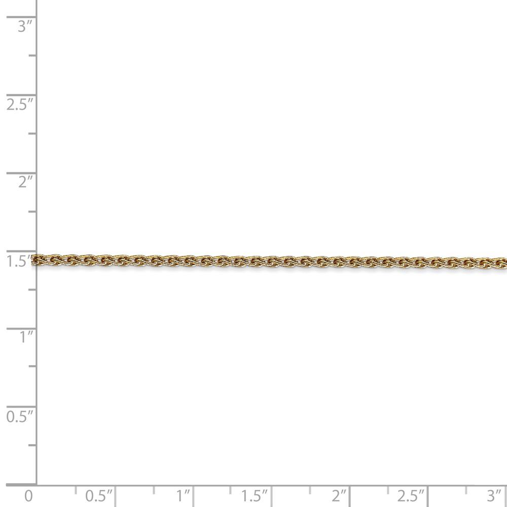 Black Bow Jewelry Company 1.9mm, 14k Yellow Gold, Round Solid Wheat Chain Bracelet, 8 Inch
