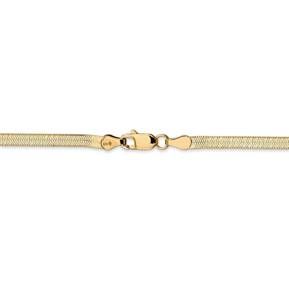 Black Bow Jewelry Company 3mm, 14k Yellow Gold, Solid Herringbone Chain Bracelet, 7 Inch