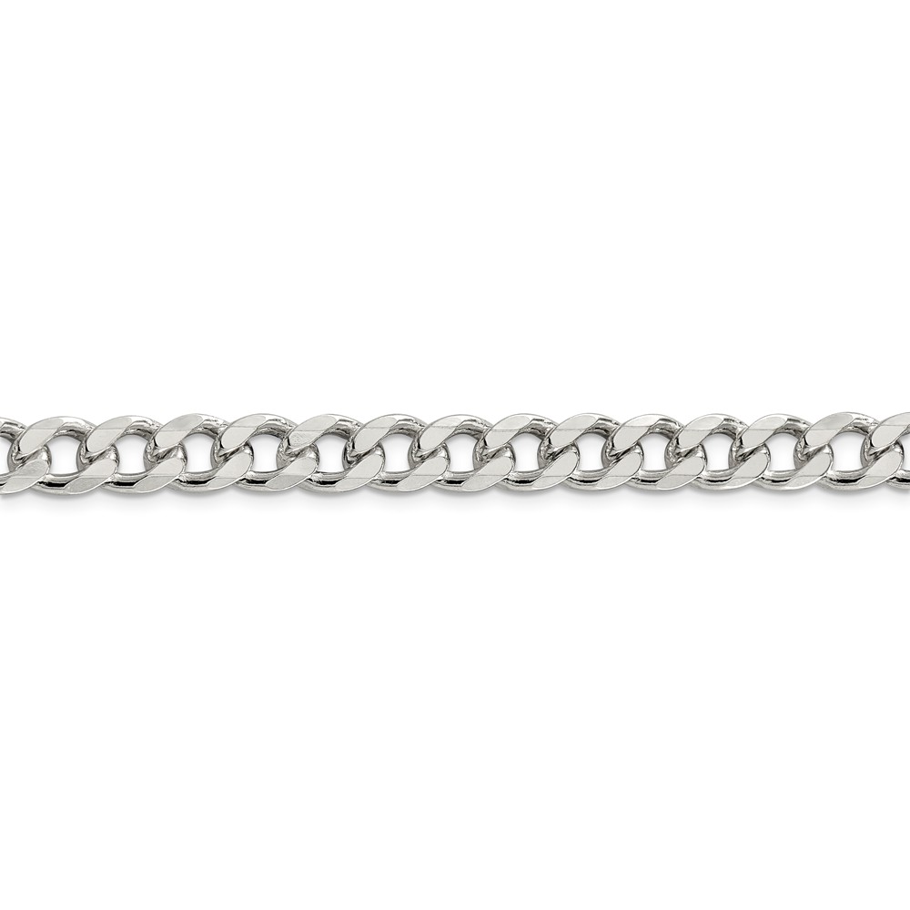 Black Bow Jewelry Company Men's 8mm, Sterling Silver Solid Pave Curb Chain Bracelet, 9 Inch