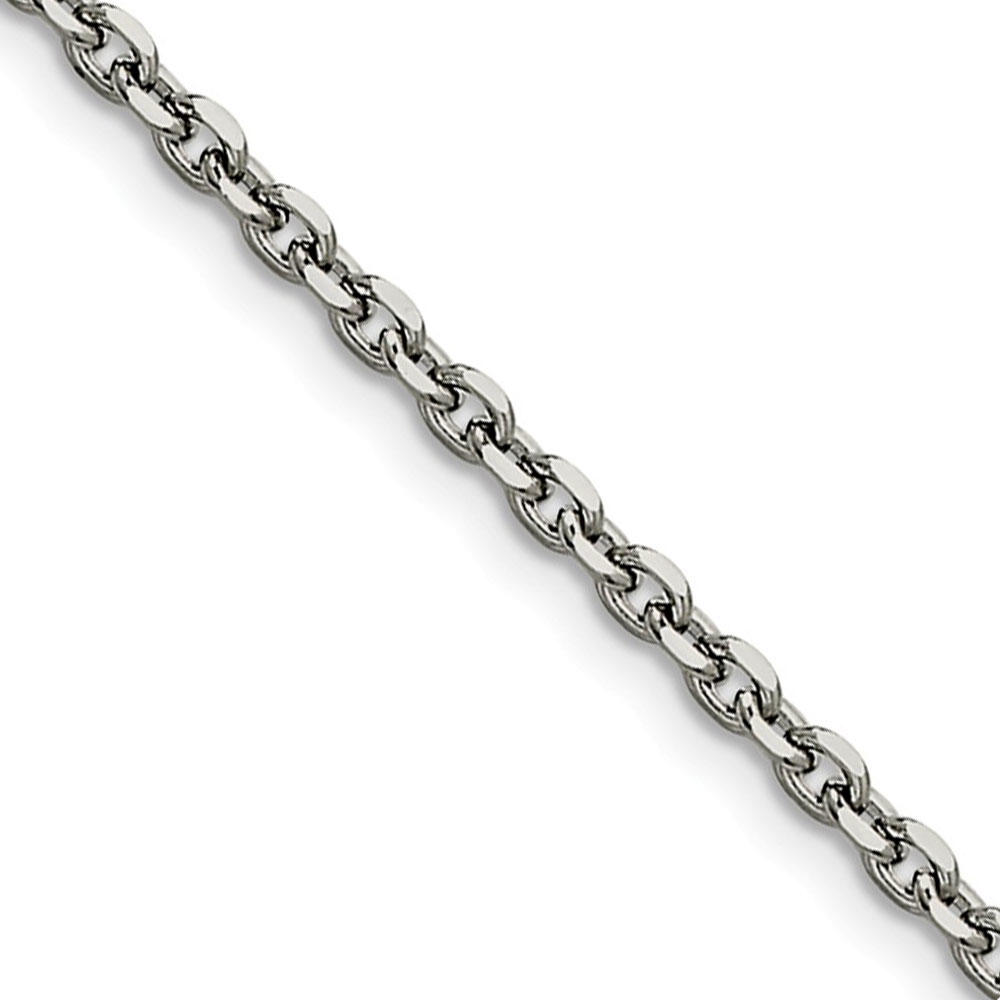 Black Bow Jewelry Company 3.4mm Stainless Steel Polished Cable Chain Necklace, 24 Inch