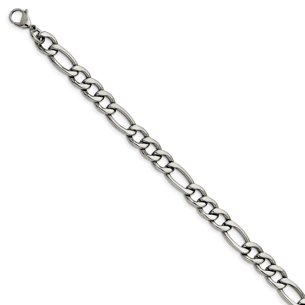 Black Bow Jewelry Company Men's 8.4mm Stainless Steel Figaro Chain Necklace
